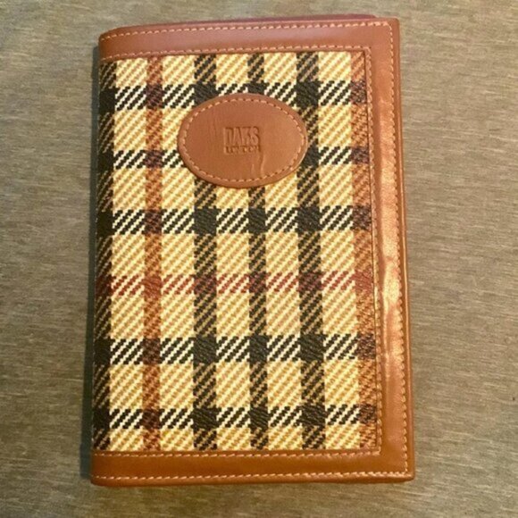 Vintage Rare DAKS London Black & Brown Plaid Leather Wallet hand made in England - Picture 1 of 4
